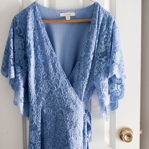 francesca's | periwinkle lace wrap dress | sz M